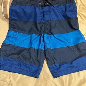 Old Navy Blue Board Shorts with Bold Stripes